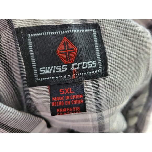 Swiss Cross Mens Shirt 5XL Long Sleeve Collar Button Up Casual Gray PLA100XE - Picture 8 of 9